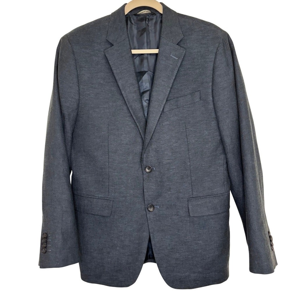 Banana Republic Linen Cotton Mens 38S Standard Fit Navy Blue Blazer Sport Coat